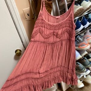 Just above the knee rusty colored dress